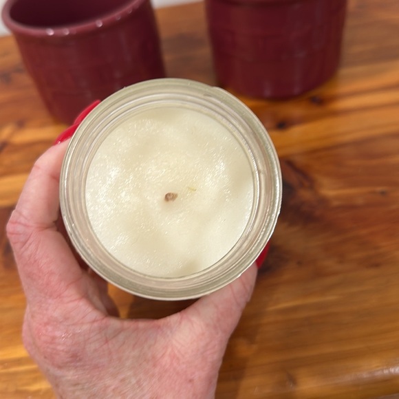 Longaberger Pottery Woven Traditions Crocks x 2 in Paprika & Vanilla Jar Candle - Picture 3 of 7